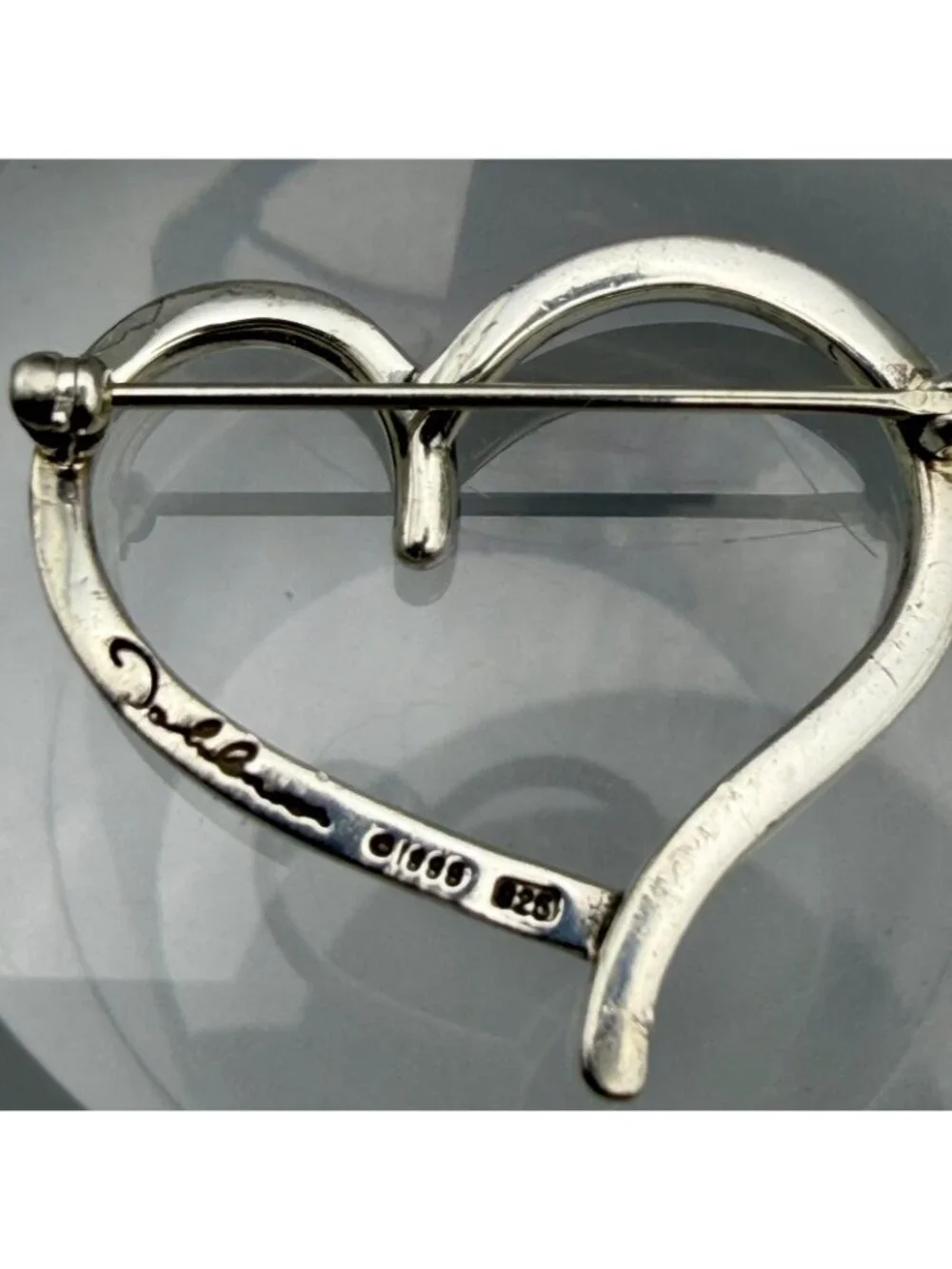 John Lennon Open Heart Brooch Imagine Collection Sterling Silver 925©1999 Signed